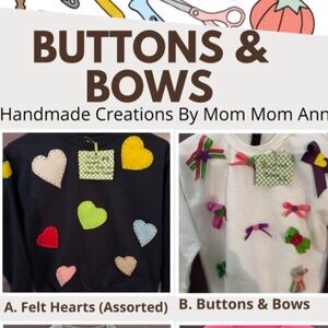 Handmade girls adorned sweatshirts made to order in your child’s size.